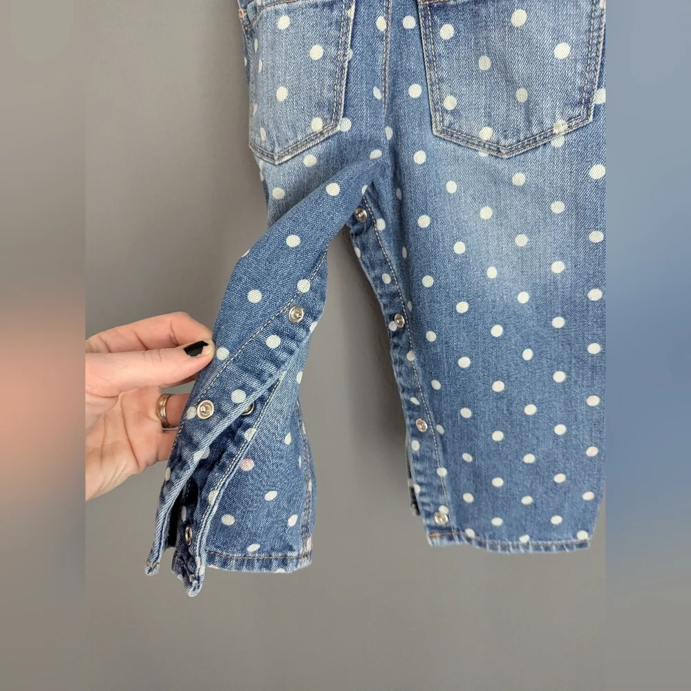 Oshkosh B'gosh Polka Dot Overalls Size 18 Month. Blue Denim With White Polka Dot